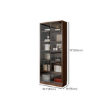 Traditional Brown Walnut Tall Glass Storage Bookcase Image - 15