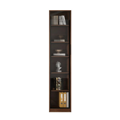 Traditional Brown Walnut Tall Glass Storage Bookcase Image - 2
