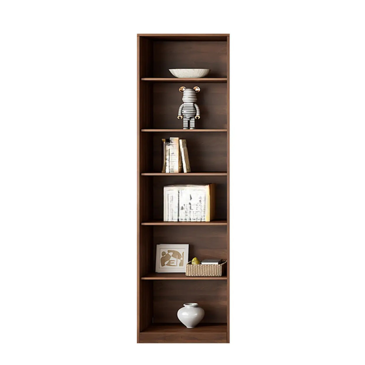 Traditional Brown Walnut Tall Glass Storage Bookcase Image - 3
