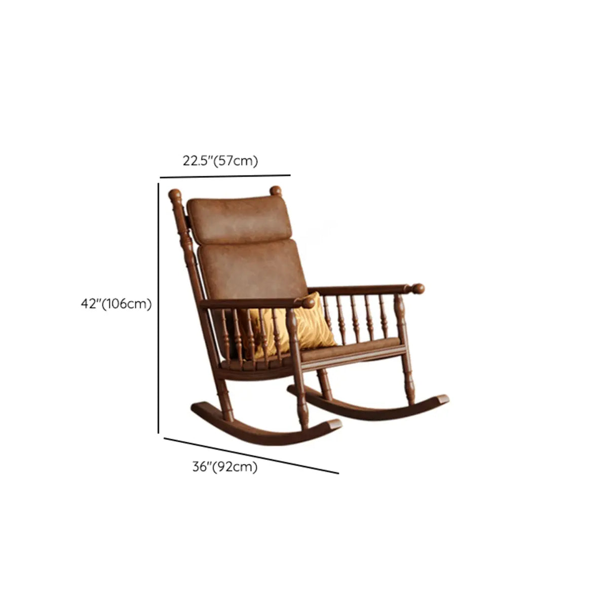 Traditional Brown Wood Rocking Chair with Track Arms 