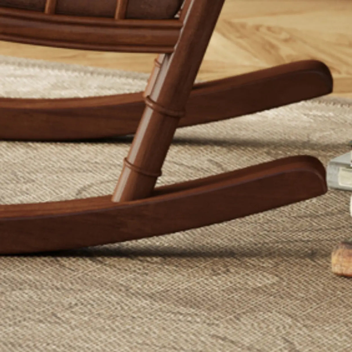 Traditional Brown Wood Rocking Chair with Track Arms Image - 7