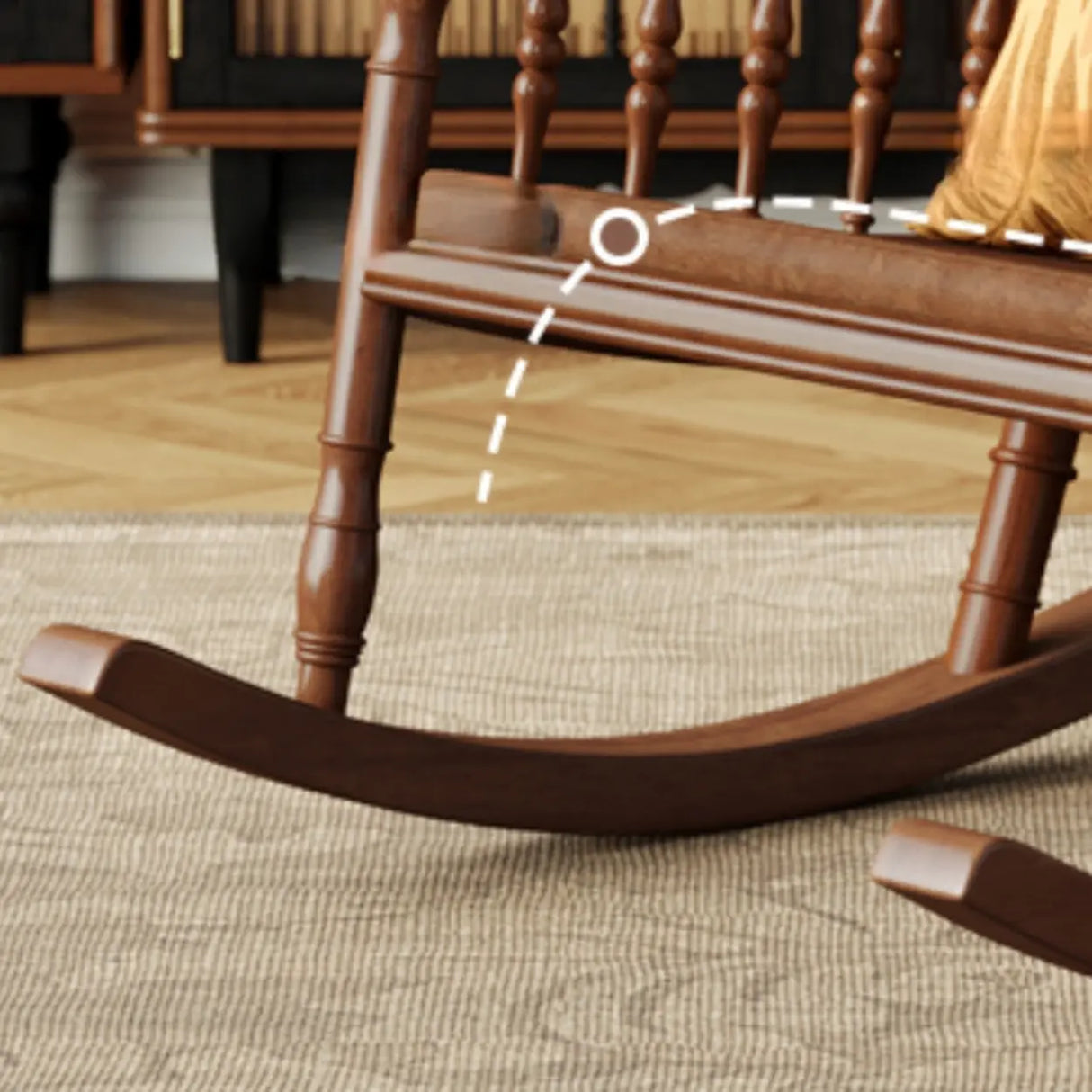 Traditional Brown Wood Rocking Chair with Track Arms Image - 8