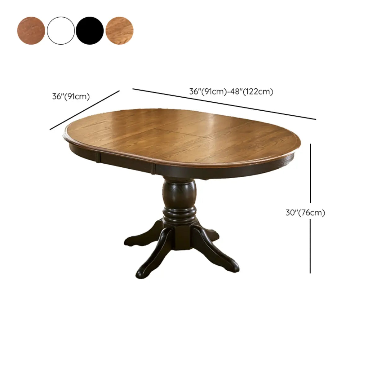 Traditional Circular Wood Dining Room Table Brown Extendable 