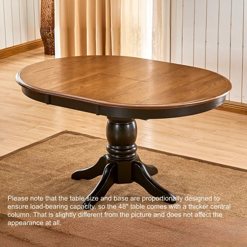 Traditional Circular Wood Dining Room Table Brown Extendable Image - 20