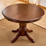 Traditional Circular Wood Dining Room Table Brown Extendable Image - 3