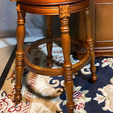 Traditional Classic Wood Swivel Leather Padded Seat Bar Stool Image - 5