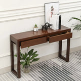 Traditional Cocoa Brown Rectangle Wood Storage Console Table Image - 2