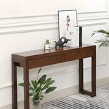 Traditional Cocoa Brown Rectangle Wood Storage Console Table Image - 3
