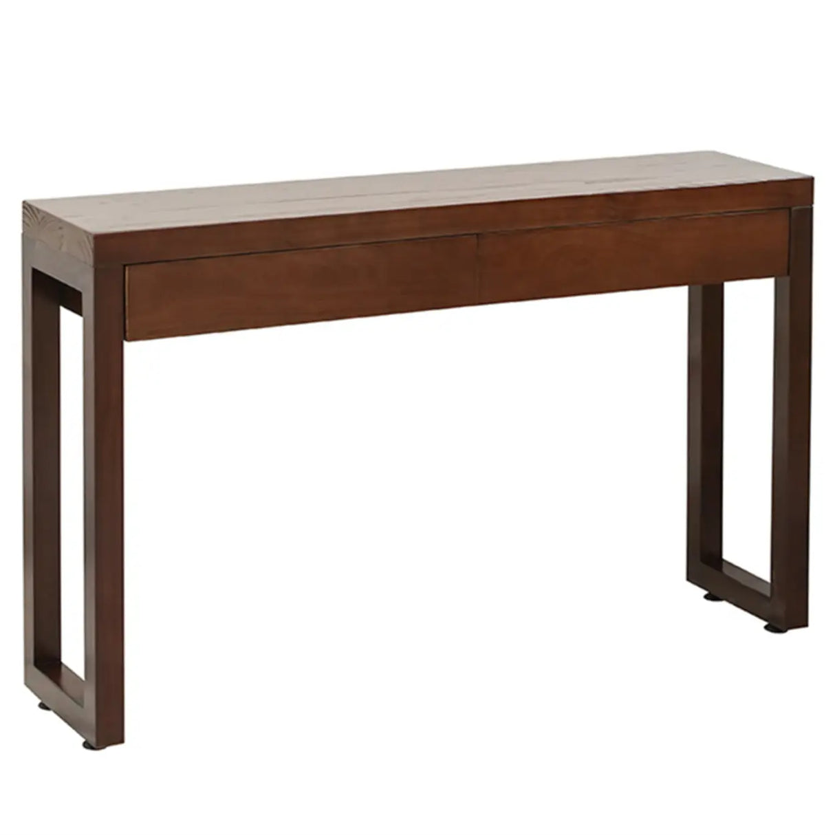 Traditional Cocoa Brown Rectangle Wood Storage Console Table Image - 5