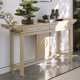 Traditional Curved Walnut Storage Console Table with Drawers Image - 5