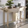 Traditional Curved Walnut Storage Console Table with Drawers Image - 5