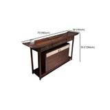 Traditional Curved Wood Dark Brown Floor Shelf Console Table Image - 10