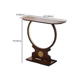 Traditional Dark Brown Circle Wood LED Console Table #size