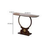 Traditional Dark Brown Circle Wood LED Console Table Image - 12