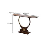 Traditional Dark Brown Circle Wood LED Console Table Image - 13