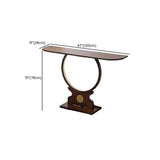 Traditional Dark Brown Circle Wood LED Console Table Image - 13