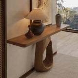 Traditional Entryway Stump Pedestal Rectangle Wood Console Table Image - 3