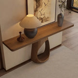 Traditional Entryway Stump Pedestal Rectangle Wood Console Table Image - 4