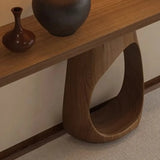 Traditional Entryway Stump Pedestal Rectangle Wood Console Table Image - 6