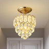 Traditional Gold Teardrop Crystal Semi-Flush Mount Lamp Image - 1