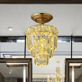 Traditional Gold Teardrop Crystal Semi-Flush Mount Lamp Image - 6