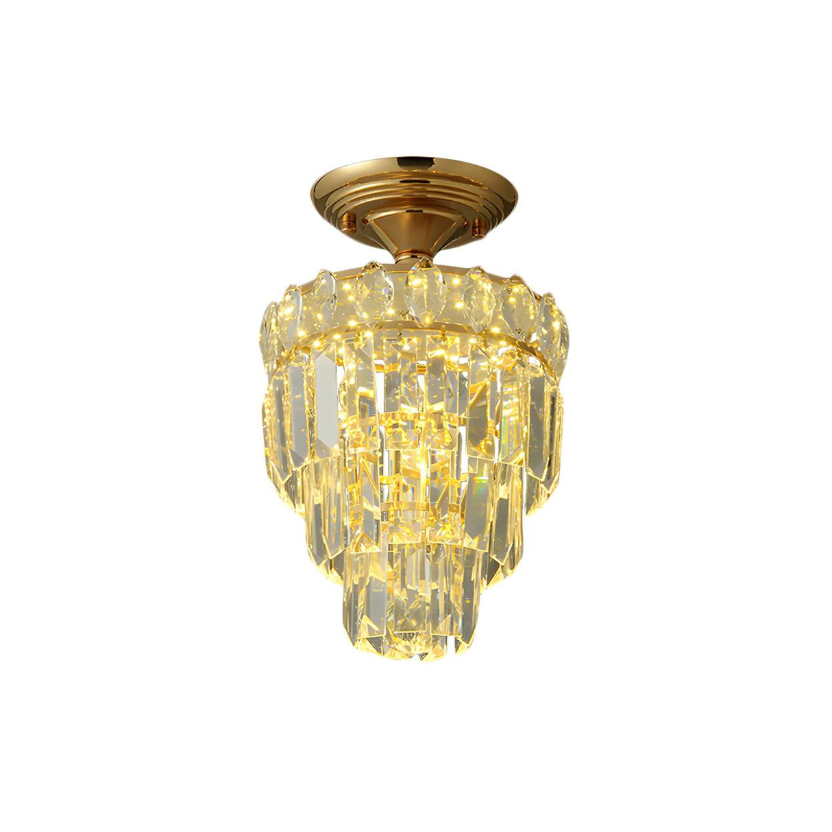 Traditional Gold Teardrop Crystal Semi-Flush Mount Lamp Image - 8