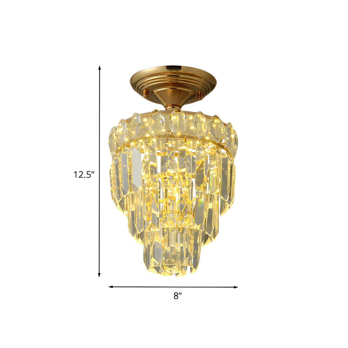 Traditional Gold Teardrop Crystal Semi-Flush Mount Lamp Image - 9