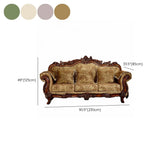 Traditional Green Cotton Linen Print Rolled Arm Sofa #size