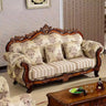 Traditional Green Cotton Linen Print Rolled Arm Sofa Image - 2