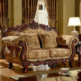 Traditional Green Cotton Linen Print Rolled Arm Sofa Image - 4