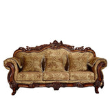 Traditional Green Cotton Linen Print Rolled Arm Sofa Image - 6