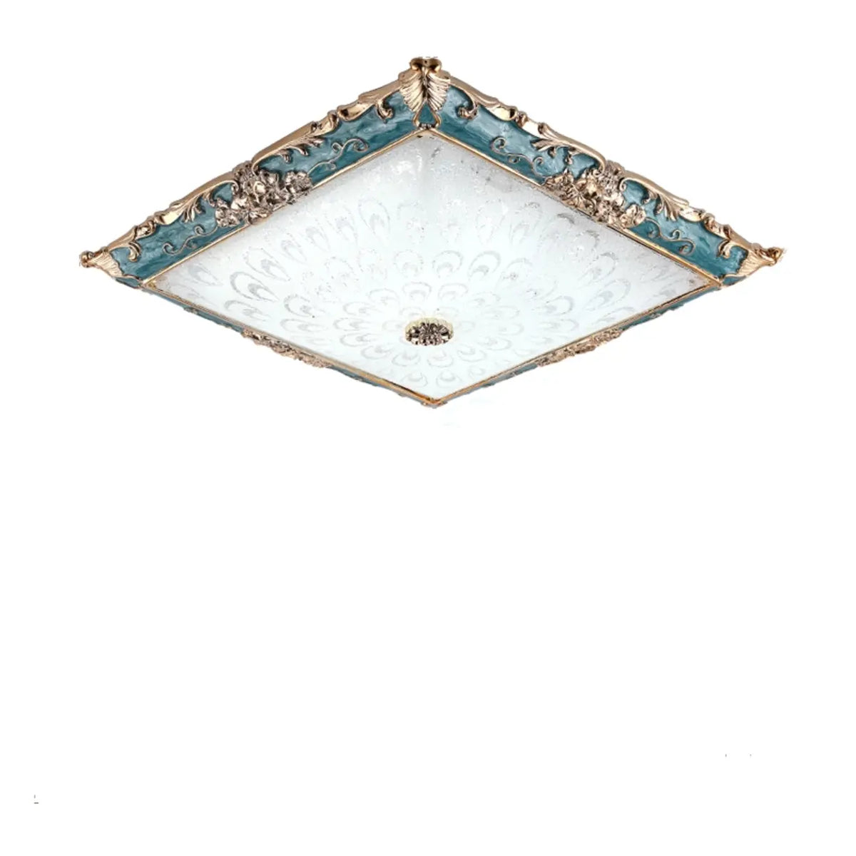 Traditional Green Square LED Flush Mount Ceiling Light – Homebaa