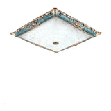 Traditional Green Square LED Flush Mount Ceiling Light Image - 1