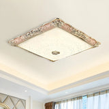 Traditional Green Square LED Flush Mount Ceiling Light Image - 3