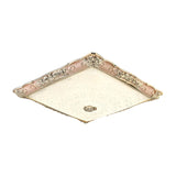 Traditional Green Square LED Flush Mount Ceiling Light Image - 4
