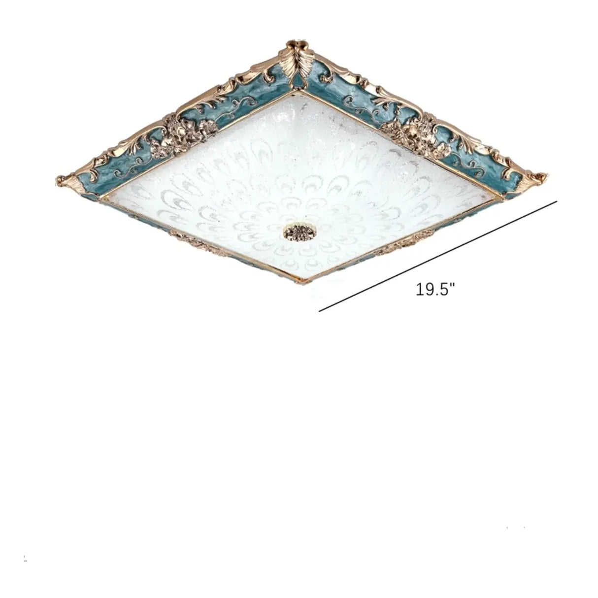 Traditional Green Square LED Flush Mount Ceiling Light 