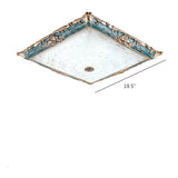 Traditional Green Square LED Flush Mount Ceiling Light #size