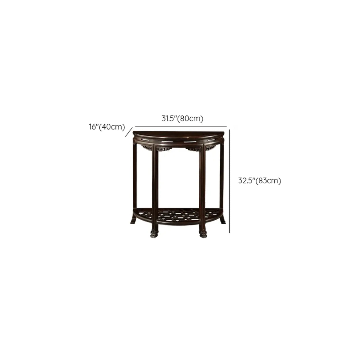 Traditional Half-Circle Wood Espresso Entryway Table 