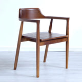 Traditional Low Open Back Wood Armrest Dining Chair Image - 20