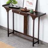 Traditional Narrow Wood Brown Storage Console Table Image - 1