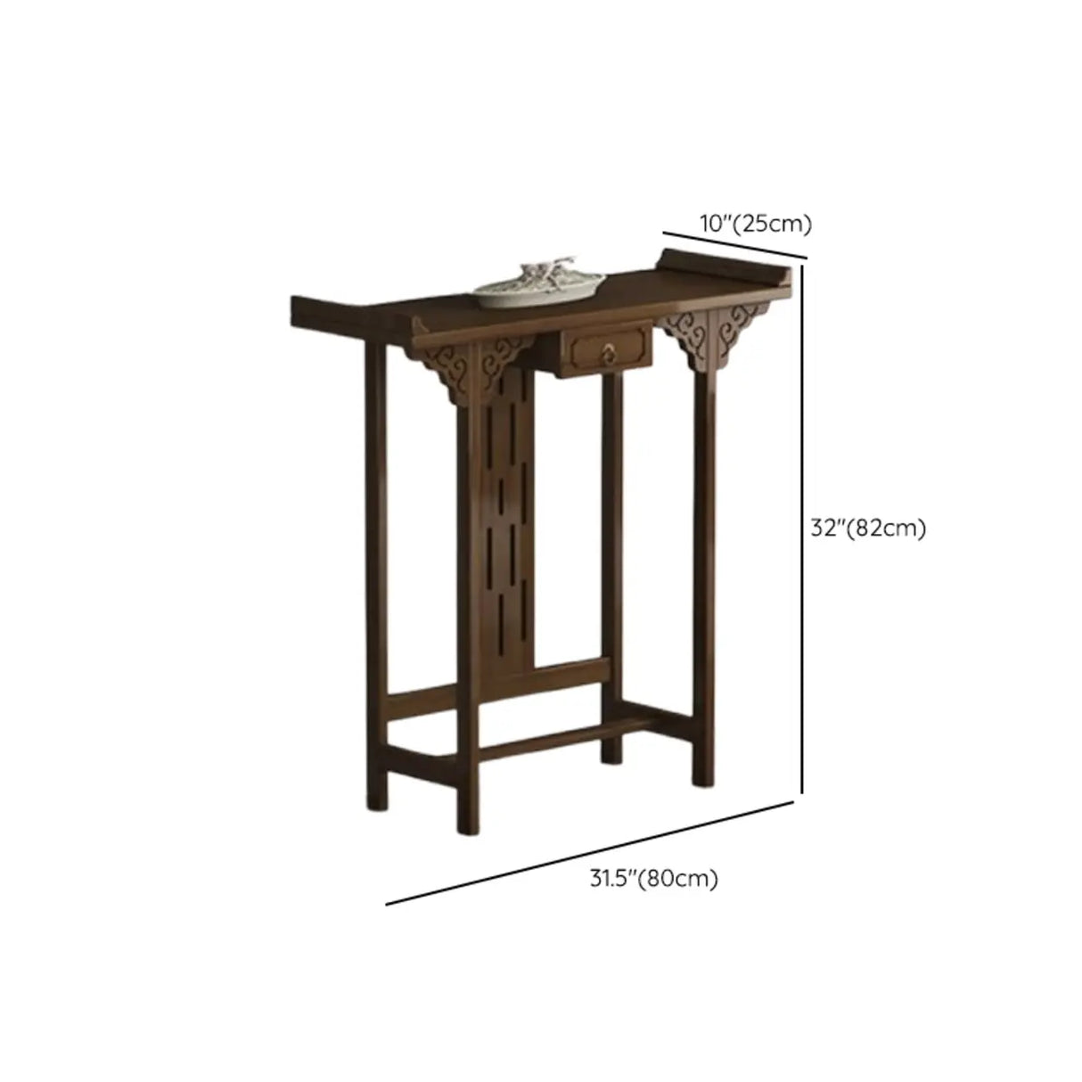 Traditional Narrow Wood Brown Storage Console Table 