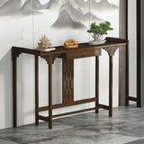 Traditional Narrow Wood Brown Storage Console Table Image - 2