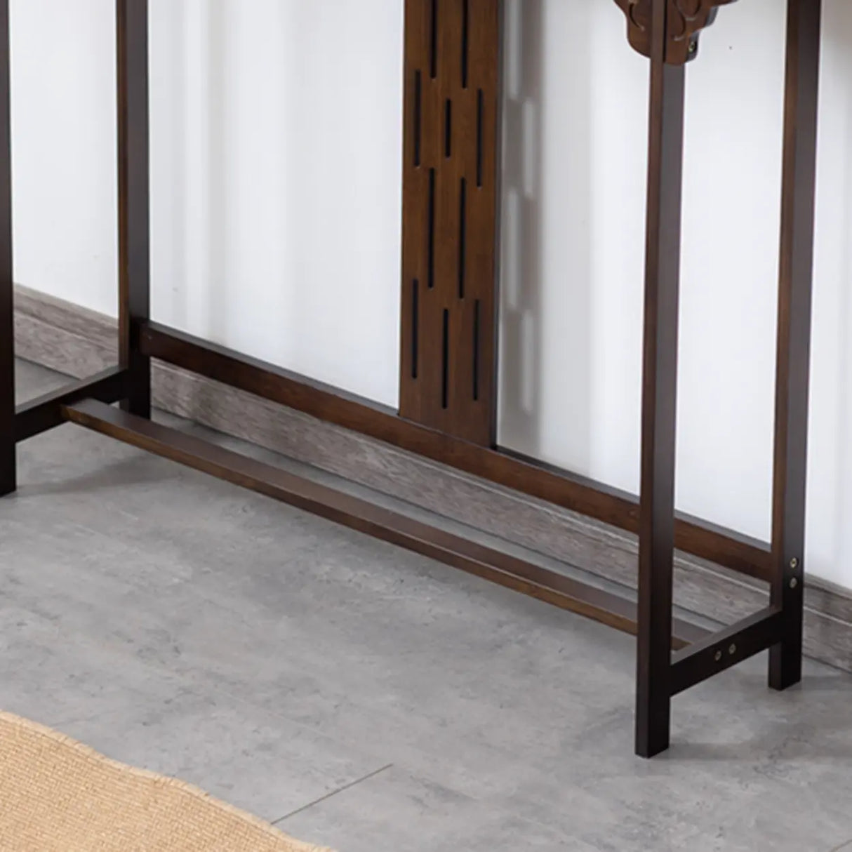 Traditional Narrow Wood Brown Storage Console Table Image - 6