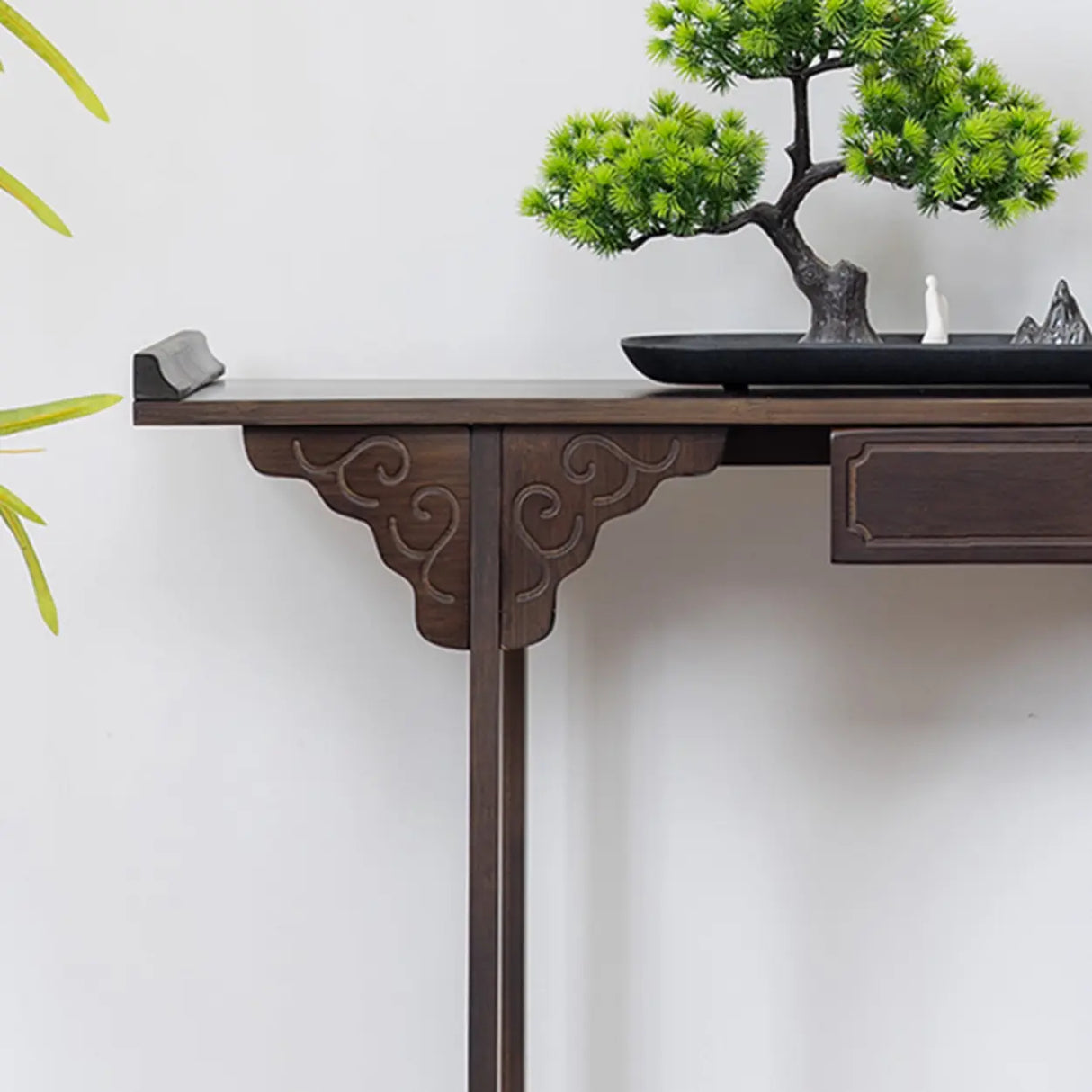 Traditional Narrow Wood Brown Storage Console Table Image - 8