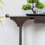 Traditional Narrow Wood Brown Storage Console Table Image - 8