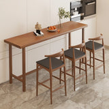 Traditional Rectangular Brown Wood Bar Table with Footrest Image - 4