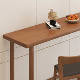 Traditional Rectangular Brown Wood Bar Table with Footrest Image - 7