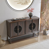 Traditional Rectangular Wood Brown Storage Console Table Image - 3