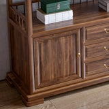 Traditional Rectangular Wood Brown Storage Console Table Image - 8