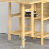 Traditional Rectangular Wood Dining Table Foldable Natural Image - 10